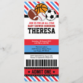 オールスタースポーツチケットパスベビーシャワー招待状 招待状