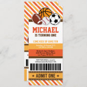 オールスタースポーツチケットパス誕生日招待状 招待状 (正面/裏面)