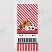 オールスタースポーツチケットパス誕生日招待状 招待状 (裏面)