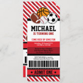 オールスタースポーツチケットパス誕生日招待状 招待状 (正面/裏面)