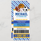 オールスタースポーツチケットパス誕生日招待状 招待状 (正面/裏面)