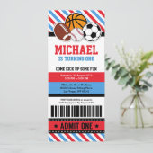 オールスタースポーツチケットパス誕生日招待状 招待状 (スタンド正面)