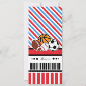 オールスタースポーツチケットパス誕生日招待状 招待状 (裏面)