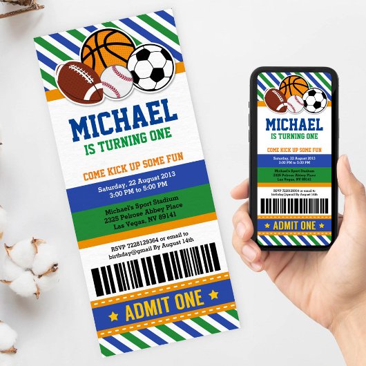 オールスタースポーツチケットパス誕生日招待状 招待状