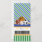 オールスタースポーツチケットパス誕生日招待状 招待状 (裏面)