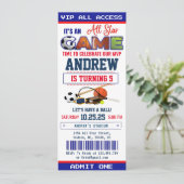 オールスタースポーツチケット誕生日パーティーの招待 招待状 (スタンド正面)