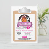 オールスタースポーツパーティーピンクガールズ誕生日招待状 招待状 (スタンド正面)