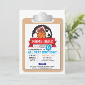 オールスタースポーツパーティーフットボールUSA誕生日招待状 招待状 (スタンド正面)