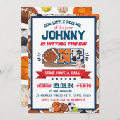 オールスタースポーツファースト誕生日招待状 招待状 (正面/裏面)