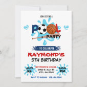 オールスタースポーツプールパーティー誕生日 招待状 (正面)