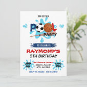 オールスタースポーツプールパーティー誕生日 招待状 (スタンド正面)