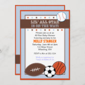 オールスタースポーツベビーシャワー招待状 招待状 (正面/裏面)