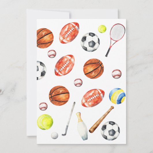 オールスタースポーツボールチームキッドボーイ誕生日 招待状 (裏面)