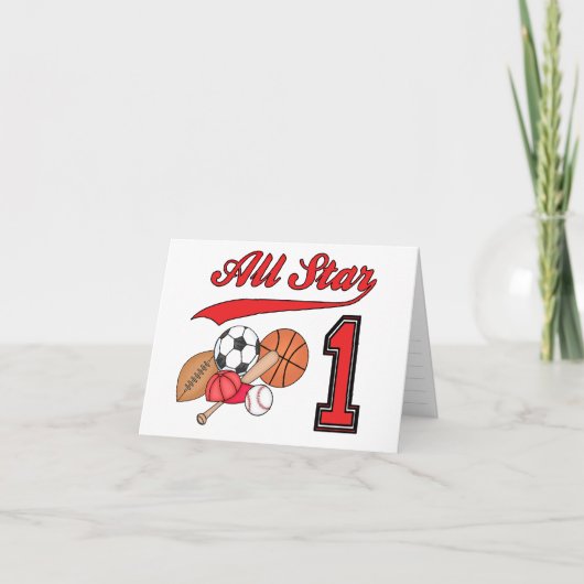 オールスタースポーツ第1回誕生日埋め込み招待状 招待状 (正面)