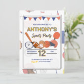 オールスタースポーツ誕生日バッシュ招待状 招待状 (スタンド正面)