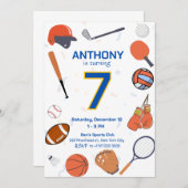 オールスタースポーツ誕生日バッシュ3招待状 招待状 (正面/裏面)