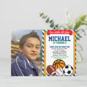 オールスタースポーツ誕生日パーティフォト招待状 招待状 (スタンド正面)