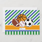 オールスタースポーツ誕生日パーティフォト招待状 招待状 (裏面)