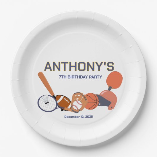 オールスタースポーツ誕生日プレート ペーパープレート (正面)