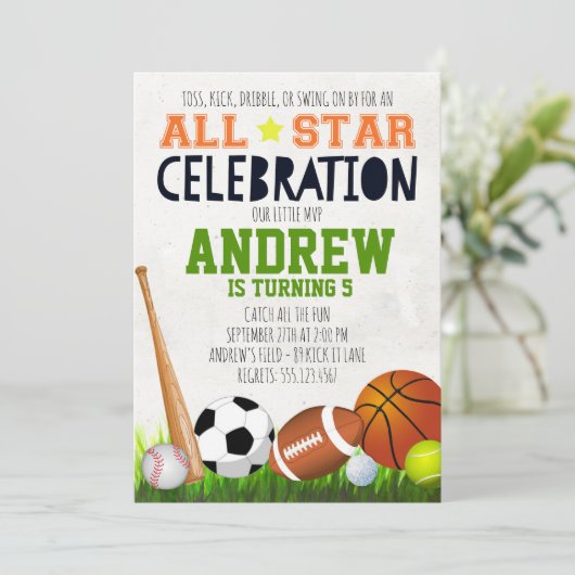 オールスタースポーツ誕生日招待状 招待状 (スタンド正面)