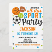 オールスタースポーツ誕生日招待状 招待状 (正面/裏面)