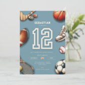 オールスタースポーツ12歳の誕生日招待状 少年向け 招待状 (スタンド正面)