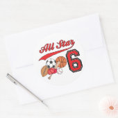 オールスタースポーツ6誕生日 ラウンドシール (封筒)