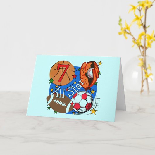 オールスタースポーツ7誕生日Tシャツと贈り物 カード (黄色い花)