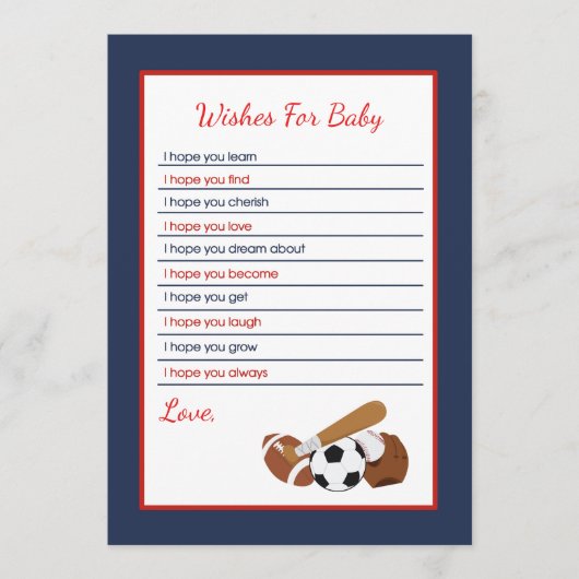 オールスターズスポーツのベビー アドバイスカード (正面)