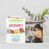 オールスターズスポーツパーティー誕生日招待状写真 招待状 (スタンド正面)