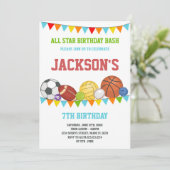 オールスターズスポーツパーティー誕生日招待状 招待状 (スタンド正面)