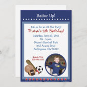 オールスターズスポーツファン5x7誕生日招待状 招待状 (正面/裏面)