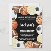 オールスターズスポーツ誕生日招待状 招待状 (正面)