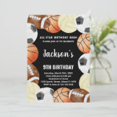 オールスターズスポーツ誕生日招待状 招待状 (スタンド正面)