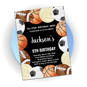 オールスターズスポーツ誕生日招待状 招待状