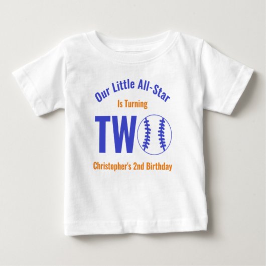 オールスターズベースボール2歳の誕生日 ベビーTシャツ (正面)