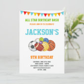 オールスターズホワイトスポーツパーティー誕生日招待状 招待状 (スタンド正面)