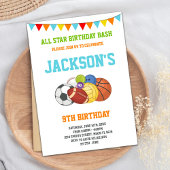 オールスターズホワイトスポーツパーティー誕生日招待状 招待状