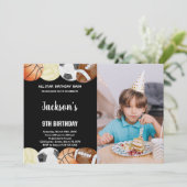 オールスターズ誕生日スポーツ誕生日と写真 招待状 (スタンド正面)