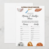 オールスターズ スポーツ ベビーシャワー - 編集可能な名前, 5x7 招待状 (正面/裏面)