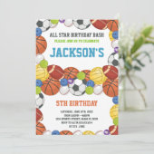 オールスターズ ホワイト スポーツ パーティー 誕生日 招待状 (スタンド正面)