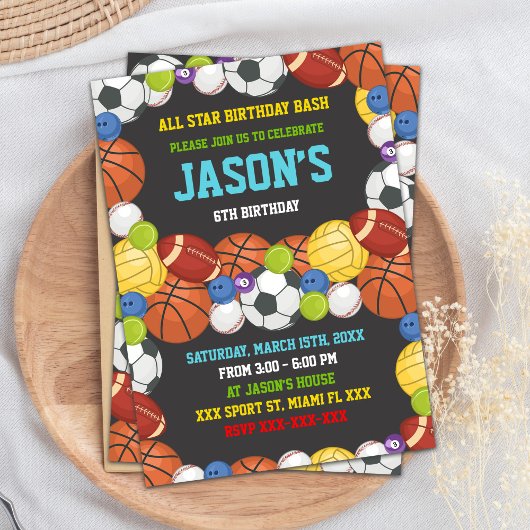 オールスターチームパーティーテーマ 招待状