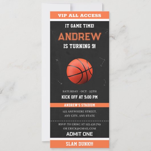 オールスターバスケットボールパーティー入場券 招待状 (正面)