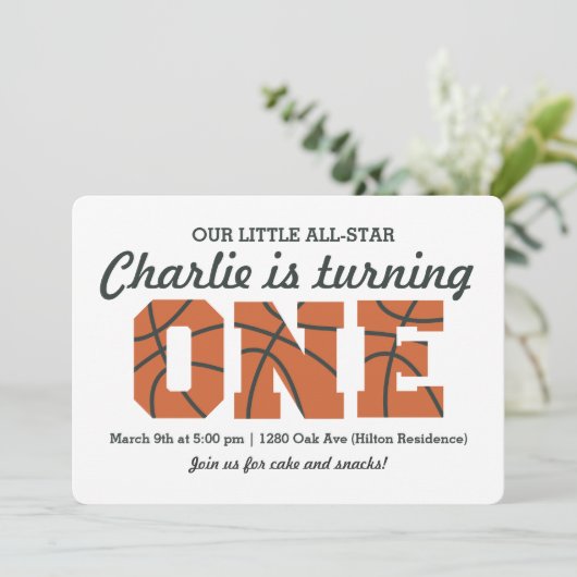 オールスターバスケットボールファースト誕生日招待状 招待状 (スタンド正面)