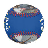 オールスターパパ父の日フォトコラージブルー 野球ボール (裏面)