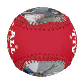 オールスターパパ父の日フォトコラージュ赤 野球ボール (裏面)