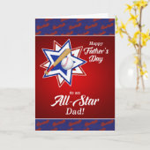オールスターパパ野球スポーツをテーマにした父の日 カード (黄色い花)