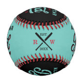 オールスターパパ、ティール（緑がかった色）&ブラックこうもり&モノグラム 野球ボール (裏面)