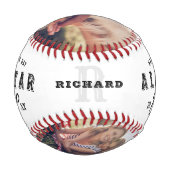 オールスターパパ | Happy Father's Day写真&モノグラム 野球ボール (裏面)