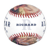 オールスターパパ | Happy Father's Day写真&モノグラム 野球ボール (裏面)